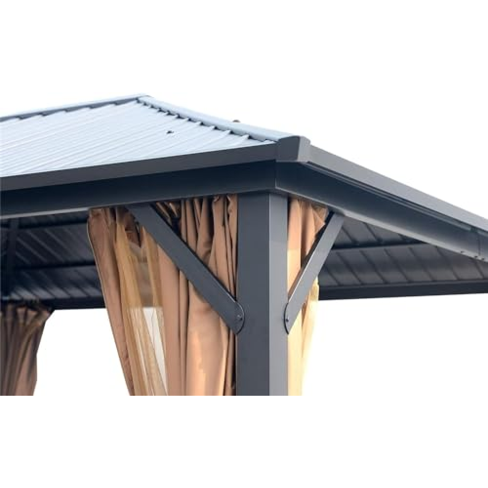 10x12 Hardtop Metal Gazebo,Heavy Duty Pergola with Mosquito Nets&Galvanized Steel,Sturdy Outdoor Canopies Tent,Suitable for Gardens,Patio,Backyard