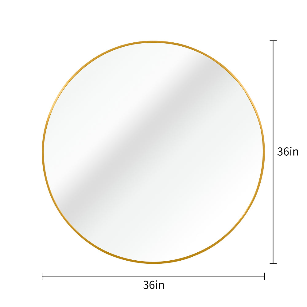 36 Inch Gold Metal Framed Round Bathrrom Mirror for Wall.(W2203134082)