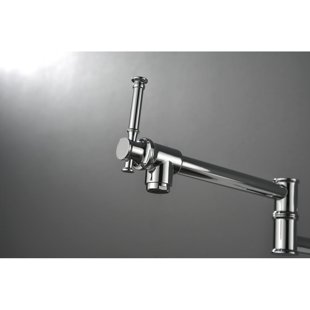 Wall mounted Pot Filler Faucet, Modern Brass Pot Filler Two-Attachment Wall Mount Folding Kitchen Pot Filler Swing Arm