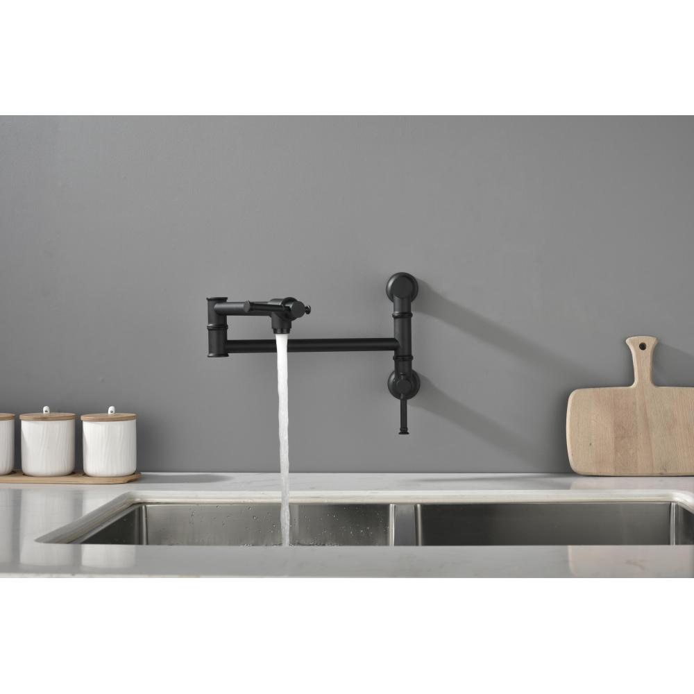Wall mounted Pot Filler Faucet, Modern Brass Pot Filler Two-Attachment Wall Mount Folding Kitchen Pot Filler Swing Arm