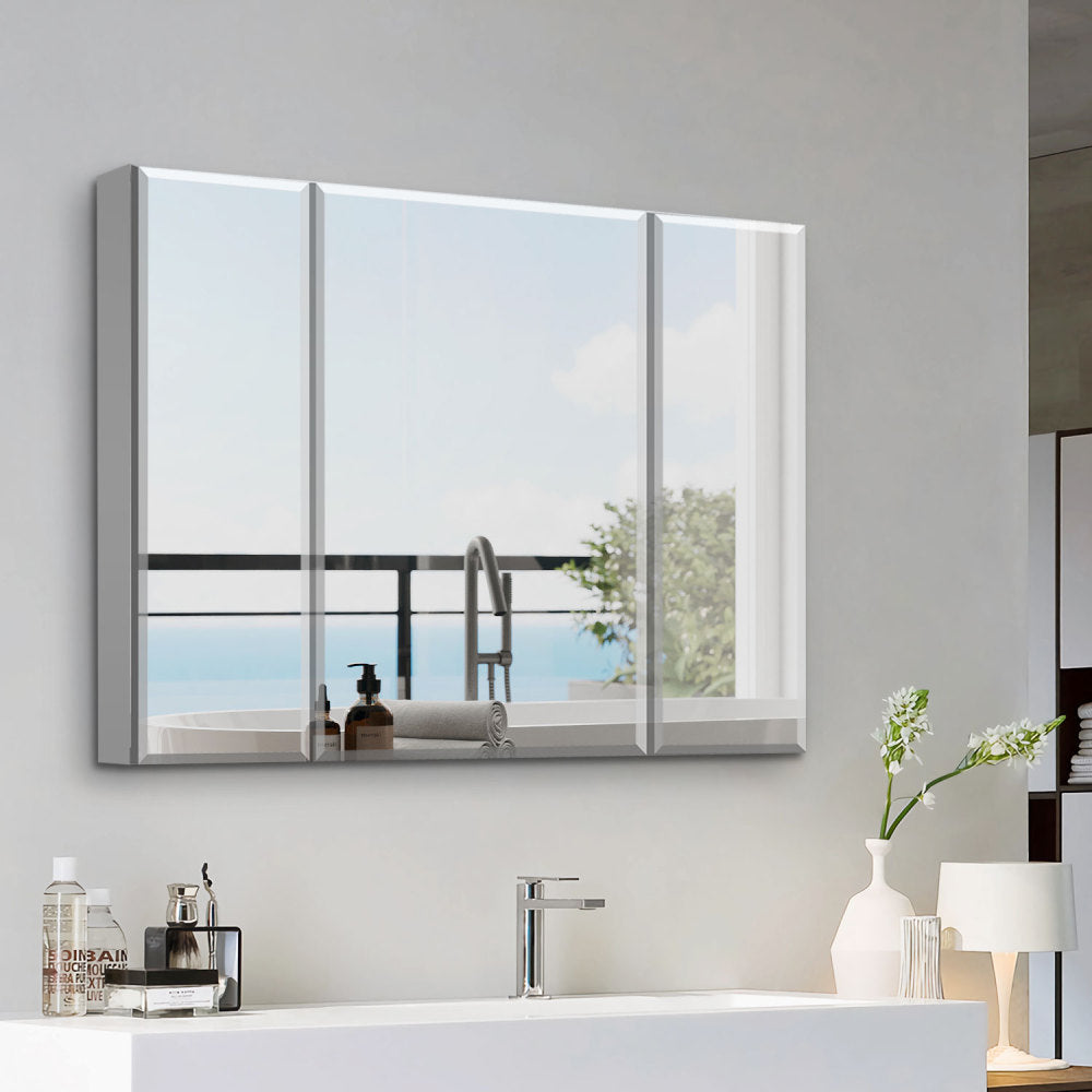 36x26 inch Aluminum Bathroom Medicine Cabinet Adjustable Glass Shelves Waterproof and Rust-Resist Recess or Surface Mount Installation
