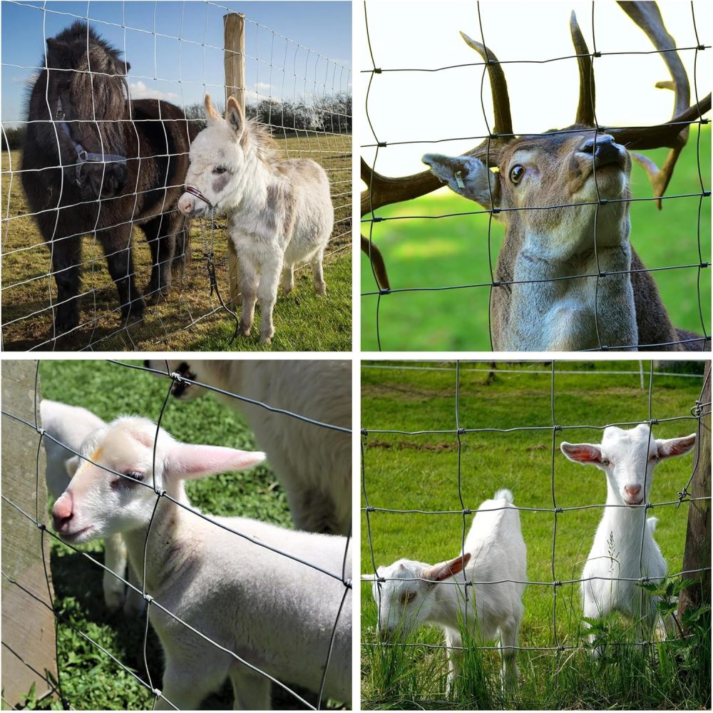 Farm Fence 4ft x 164ft 14Gauge Heavy Zinc Coating Cattle Fence,Galvanized Field Wire Fencing Deer Fence,Goat Fence,Hog Wire Fencing for Yard Livestock & Animals Protection