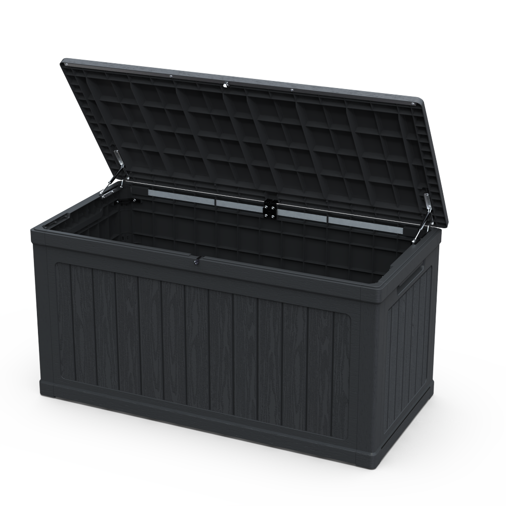 230 Gallon Large Outdoor Storage XXL Deck Box for Patio Furniture, Outdoor Cushions, Garden Tools and Sports/Pools Equipment, Waterproof Resin, Lockable, Black