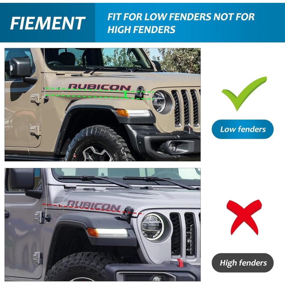 Front & Rear Fenders Compatible with 2020-2024 Jeep Wrangler Gladiator JT Sport & Willys( Fit JT Original low Fender )
