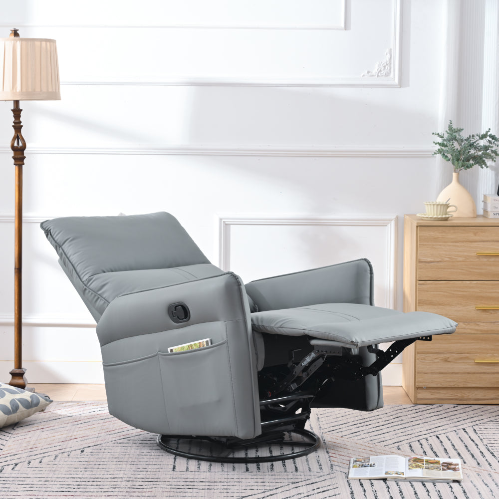 Rocking Recliner Chair,360 ° Swivel Nursery Rocking Chair,Glider Chair,Modern Small Rocking Swivel Recliner Chair for Bedroom,Living Room Chair Home Theater Seat,Side Pocket(Light Gray+360°Swivel)