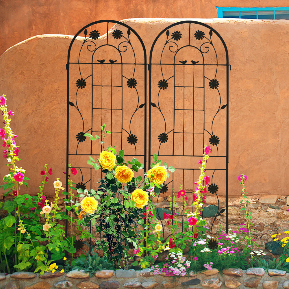 2 Pack Metal Garden Trellis 71" x 19.7" Rustproof Trellis for Climbing Plants Outdoor Flower Support Black
