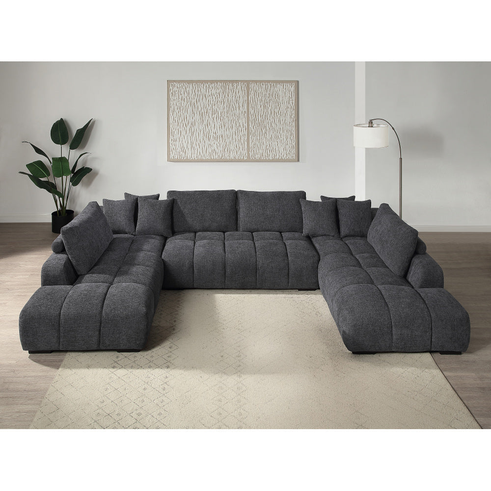 Chosen Gray Chenille Sectional Sofa with Toss Pillows and 1 Chaise
