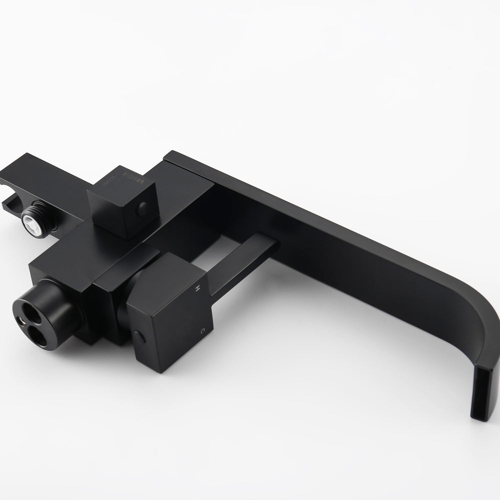 Matte Black Freestanding Bathtub Faucet Waterfall Tub Filler with Handheld Shower