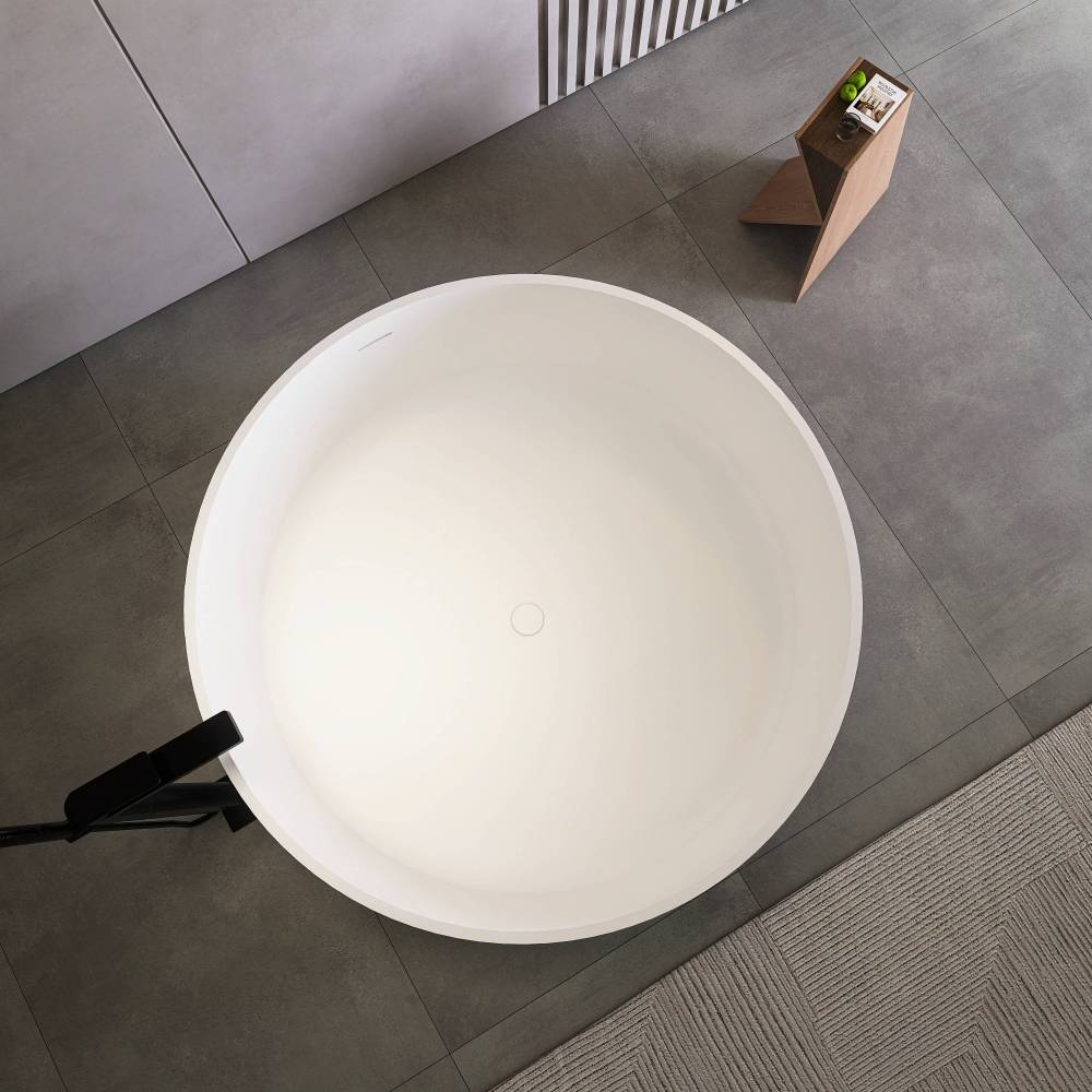 49 inch round shape freestanding solid surface soaking bathtub for bathroom