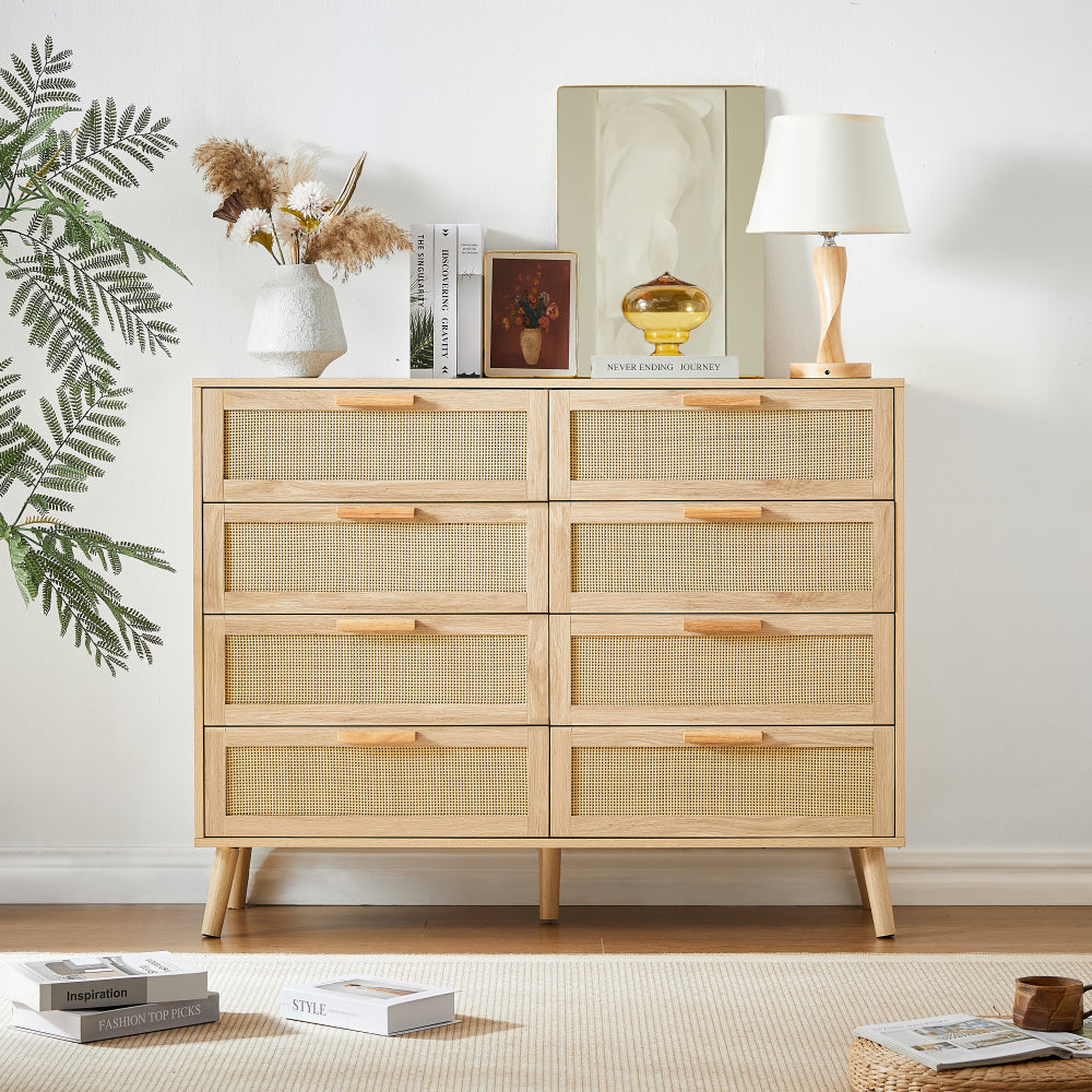 Rattan bookshelf 7 tiers Bookcases Storage Rack with cabinet for Living Room Home Office, Natural, 39.4'' W x 13.8'' D x 75.6'' H.