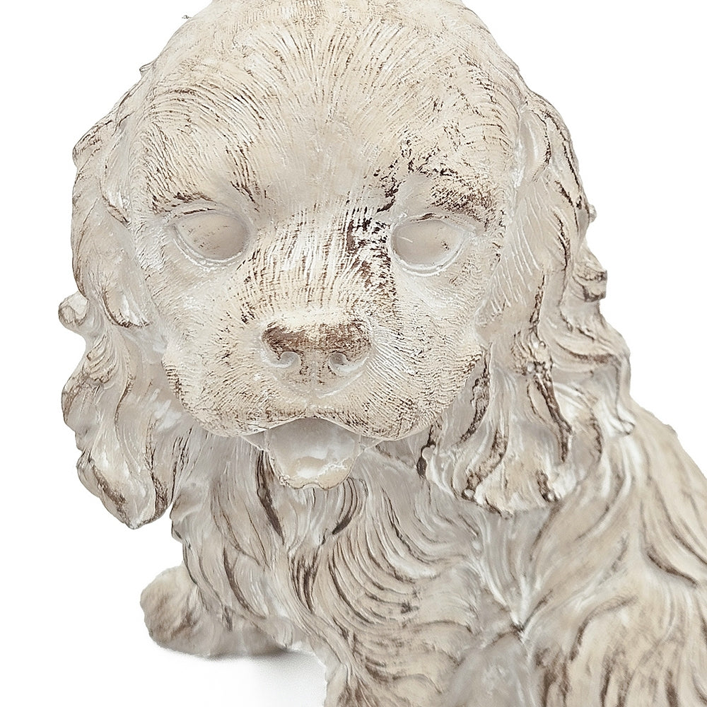 7.5x5.5x8.7" Sitting Cocker Spaniel Figurine with Natural Beige Finish