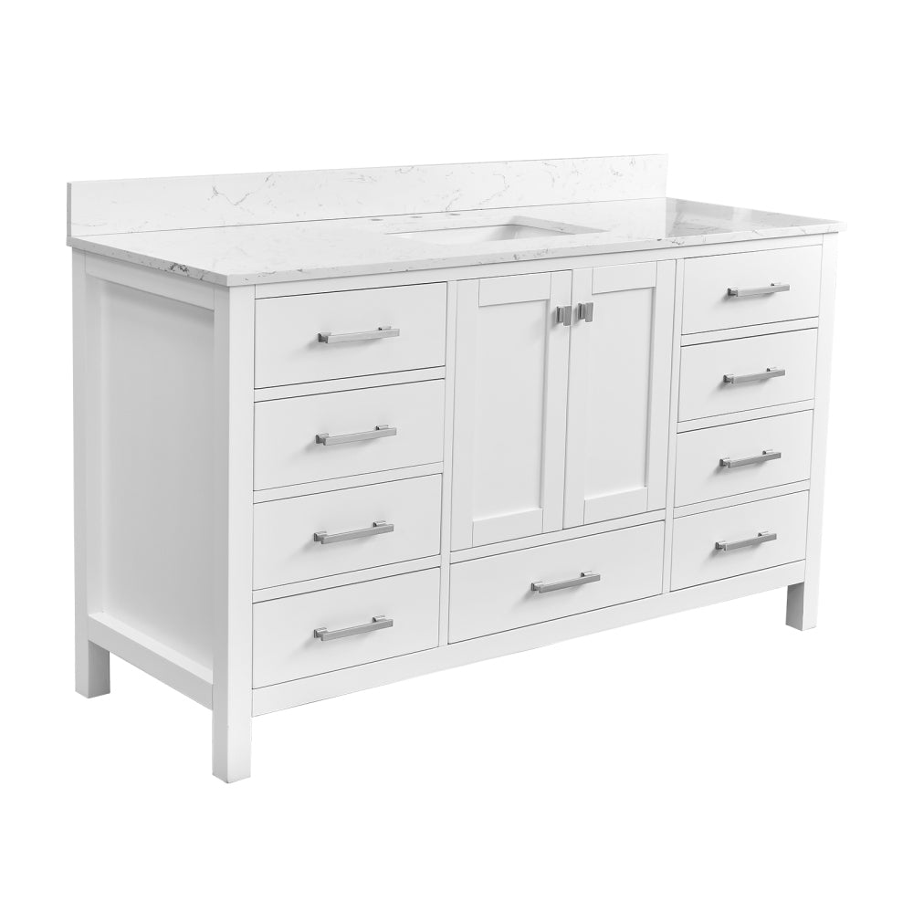 60'' Bathroom Vanity, Freestanding Vanity Top with Single basin Solid Wood Frame Bathroom Storage Cabinet