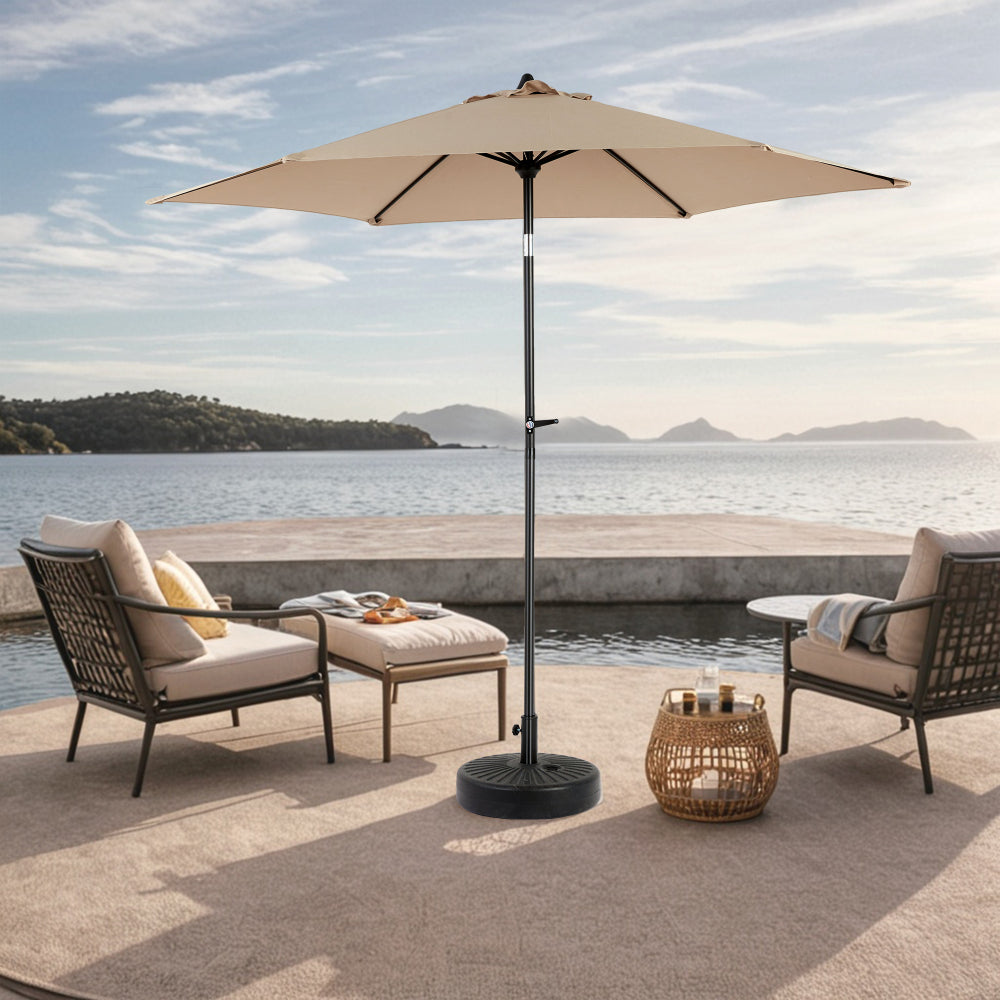 9FT Outdoor Patio Umbrella Outdoor Table Umbrella with Push Button Tilt and Crank, Market Umbrella 6 Sturdy Ribs , Deck, Backyard, Pool (Base Not Included) - ( Blue )