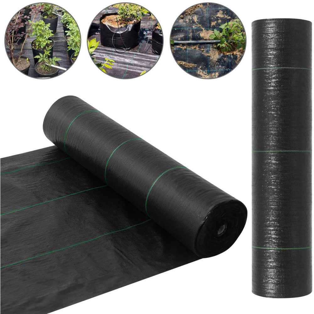 3 ft. x 50 ft. 3.0 oz. Black Woven Polypropylene Weed Barrier Fabric - Heavy Duty Landscape Fabric for Garden, Patio & Weed Control