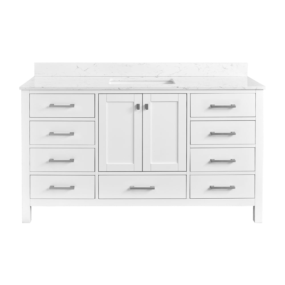 60'' Bathroom Vanity, Freestanding Vanity Top with Single basin Solid Wood Frame Bathroom Storage Cabinet