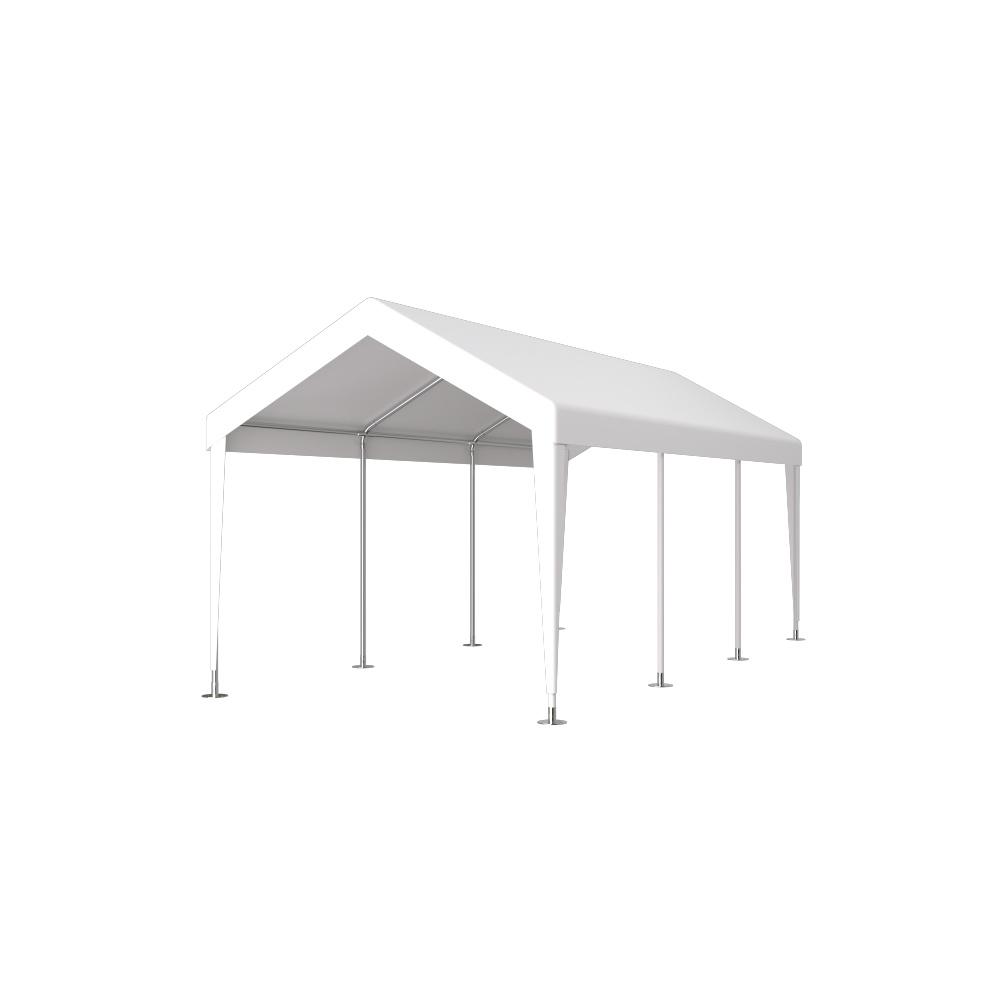 Carport 12' x 20' Portable Garage, Heavy Duty Car Port Canopy with 2 Roll-up Doors & 4 Ventilated Windows for Car, Truck, Boat, Garden Tools,white
