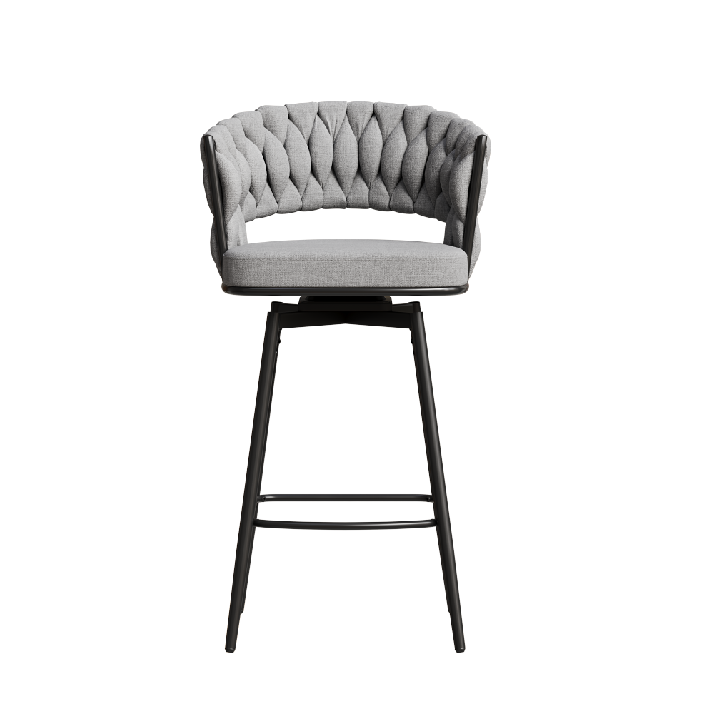 360°Swivel Bar Chairs set of 2, equipped with soft cushioned backrest counter stool, metal leg modern luxury kitchen chair, suitable for family dining, kitchen island