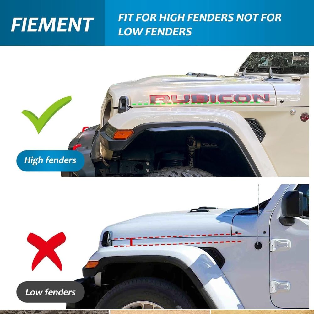 Fenders Front & Rear Fenders Compatible with 2018-2024 Jeep Wrangler JL and JLU Unlimited Rubicon, Off-Road Wheel Fender Liner Set 4 Pcs(Only Fit High Clearance Fender Flares,Not for 4XE)