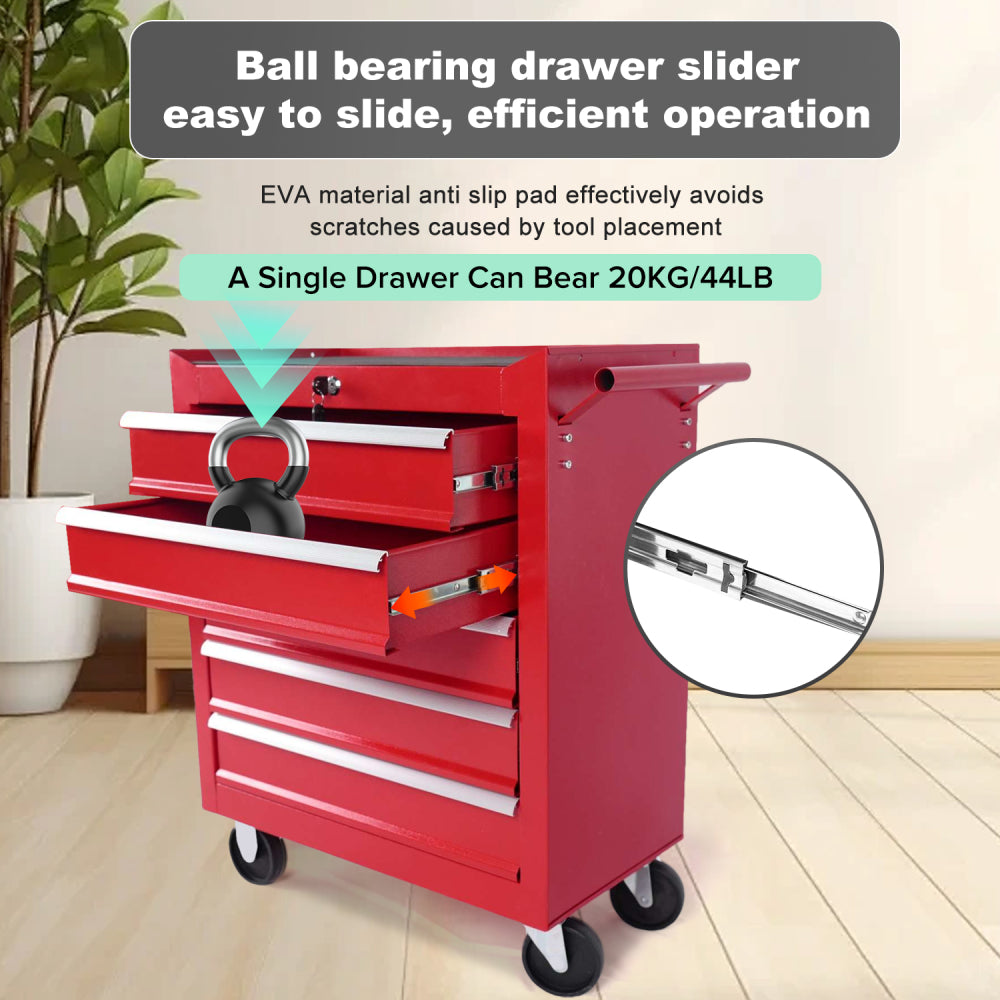 5-Drawer Metal Rolling Tool Chest with Wheels,Tool Storage Cabinet With Locking System