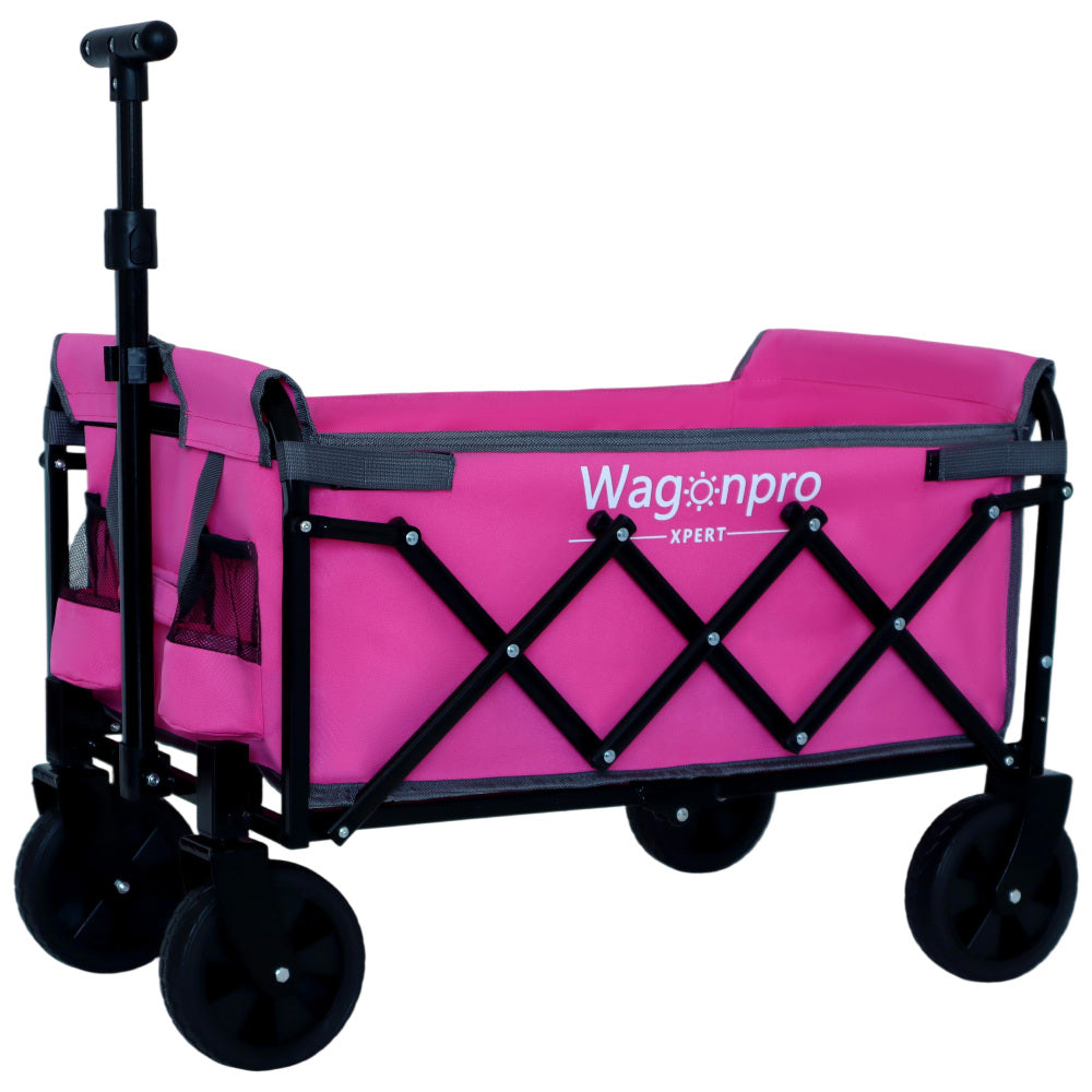 Expandable Dual-Layer Utility Wagon with 100% Extra Space - Grocery Cart for Camping, Shopping, Sports, Gardening, Fishing, Gray