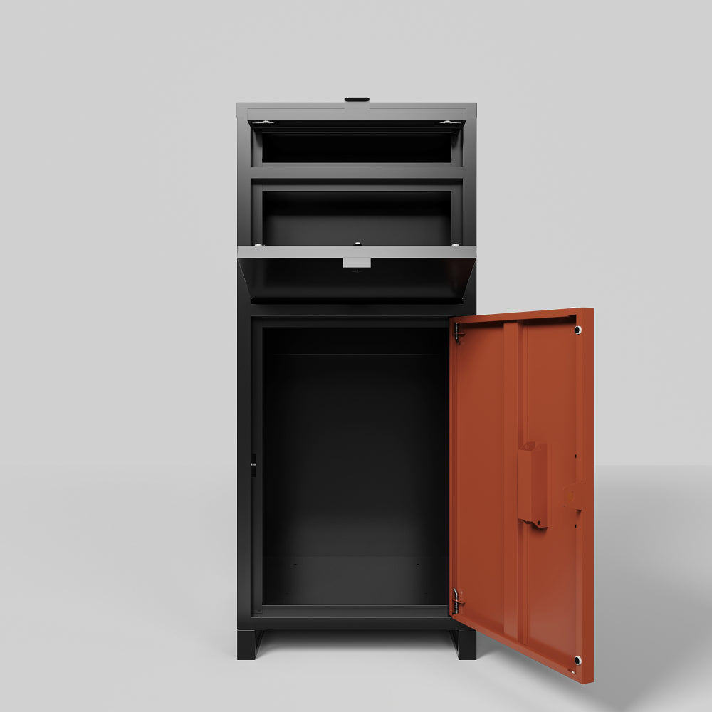 Outdoor Parcel Drop Box, Courier Locker with Mechanical Lock,Floor Standing Parcel Locker, Size 36.6'' x 15.75''x 15.75'', Burglar Resistant Stopper, For Porch Curbside