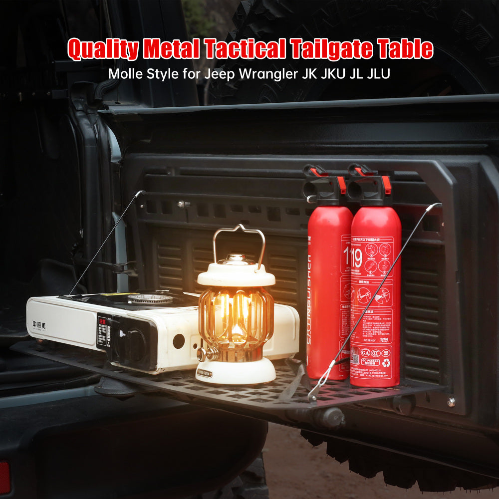 Tailgate Table Foldable Rear Cargo Shelf Compatible with Jeep Wrangler 2007-2018 JK JKU & 2018-2022 JL JLU
