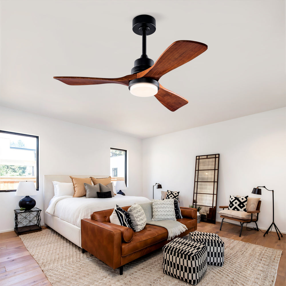 Hot sales 42 Inch Ceiling Fans with Lights and Remote, Outdoor Ceiling Fan for Patios with Light 3 Blades Modern Ceiling Fan Noiseless Reversible DC Motor, Wood Fan for Farmhouse