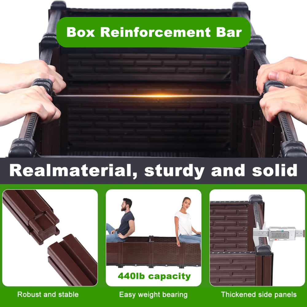 31.5x31.5x19.6in Raised Garden Beds Outdoor, Polypropylene Planter Boxes Outdoor for Vegetables, Flowers, Herbs, Garden Box with Drain Outlet, Heat and Frost Resistance Planters, 440lb Capacity