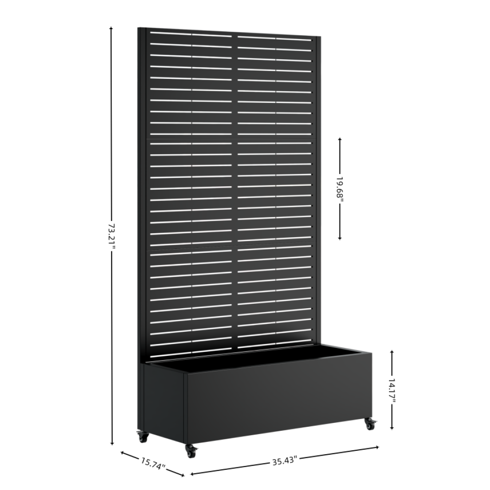 Metal Planter Box with Trellis Raised Garden Bed with 4 wheelsTrellis & Privacy Screen for Climbing Plants, Vegetables, Vines