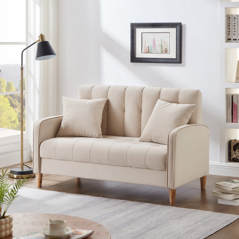 Modern Design Couch for Living Room Department Small Space Loveseat Smooth Velvet Upholstered Tufted Sofa Light Blue