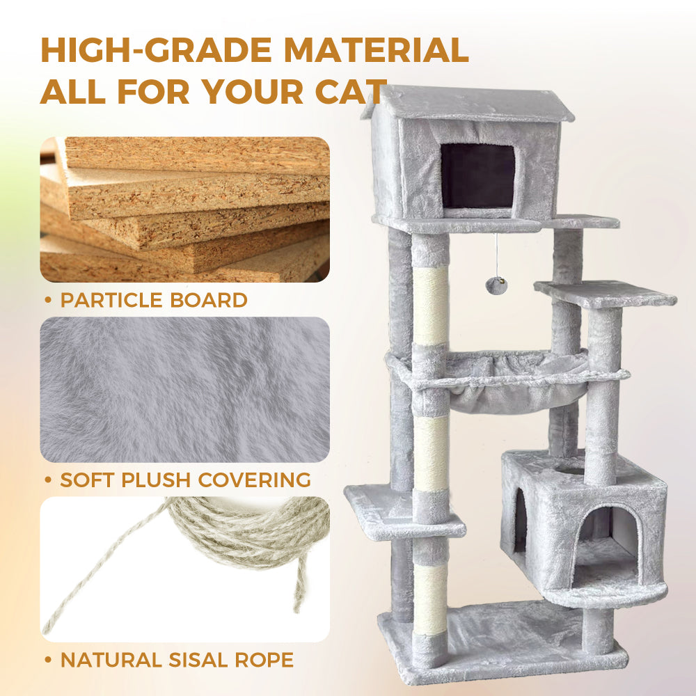 63 Inches Multi-Level Large Cat Tree gray