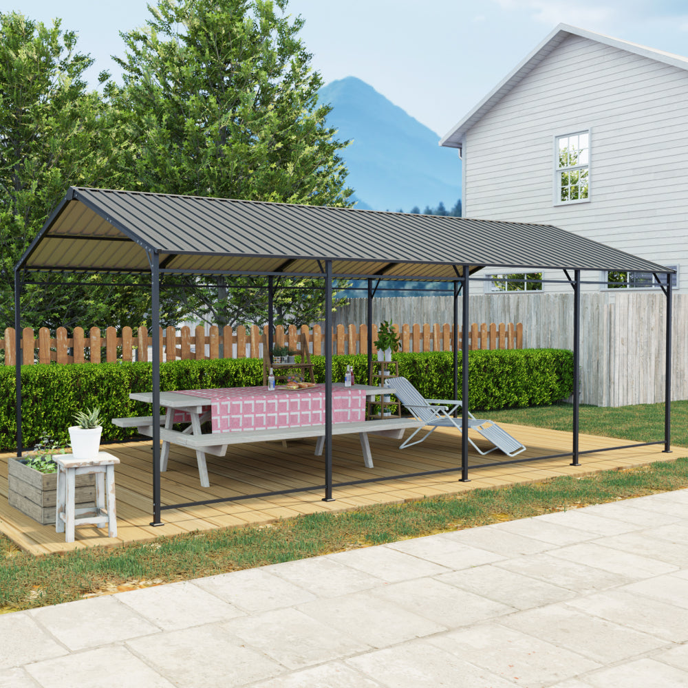 12*21 FT Carport, Heavy Duty Carport with Galvanized Steel Roof and Frame, Metal Carport Large Garage for Cars, Trucks, Boats & Tractors