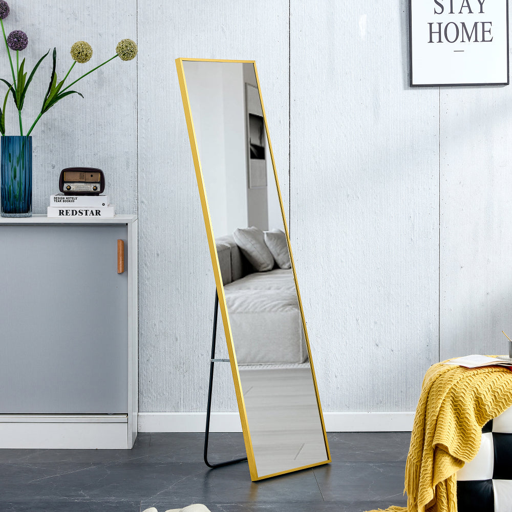 The 4rd generation aluminum alloy metal frame wall mounted full body mirror, bathroom makeup mirror, bedroom entrance, decorative mirror, quality upgrade, 59 "* 15.7"W1151125156