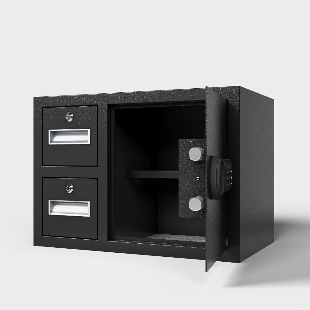Steel Security Safe and Lock Box with Electronic Keypad - Secure Cash, Jewelry, ID Documents, Black,1.85 Cubic Feet