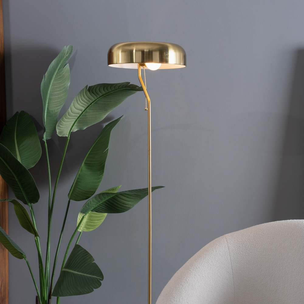 Tall Corner Floor Lamp for Living Room, Bedroom & Office Space Illumination, Spectra Floor Lamp - Gold outer and White inner 110~120V