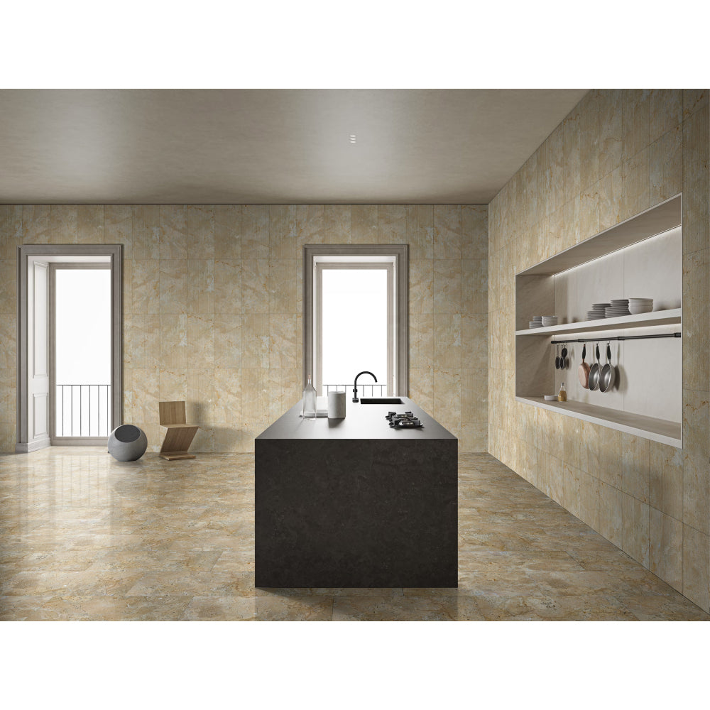 12*24 Gold Yellow Beige natural marble, for floor and wall, polished marble tile, natural stone, genuine marble, real marble, 1 box 4 pcs