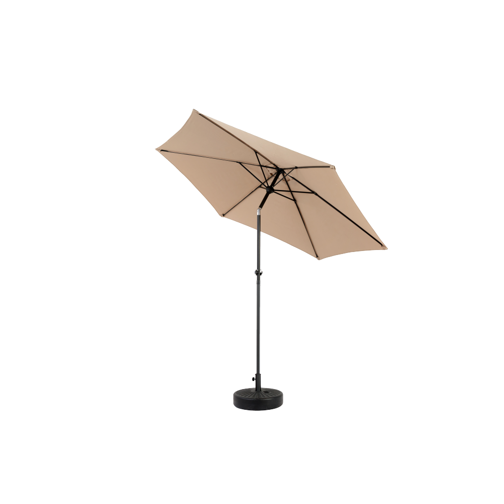 9FT Outdoor Patio Umbrella Outdoor Table Umbrella with Push Button Tilt and Crank, Market Umbrella 6 Sturdy Ribs , Deck, Backyard, Pool (Base Not Included) - ( khaki )