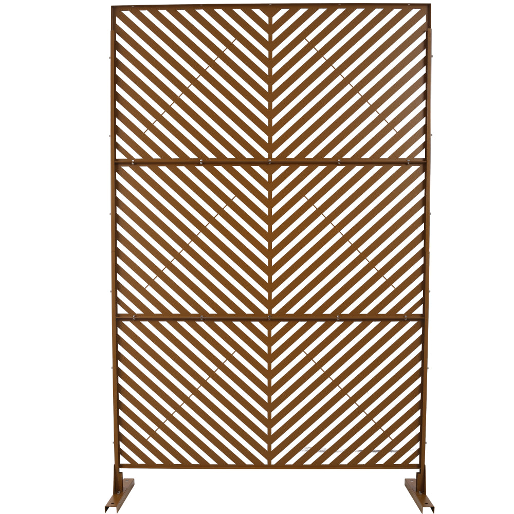 Outdoor & Indoor Privacy Screen Metal Privacy Screen 76" H×48" W, Freestanding Decorative Privacy Screen for Deck Balcony Patio, Privacy Fence Panels for Outside Lawn Garden PS113 BROWN