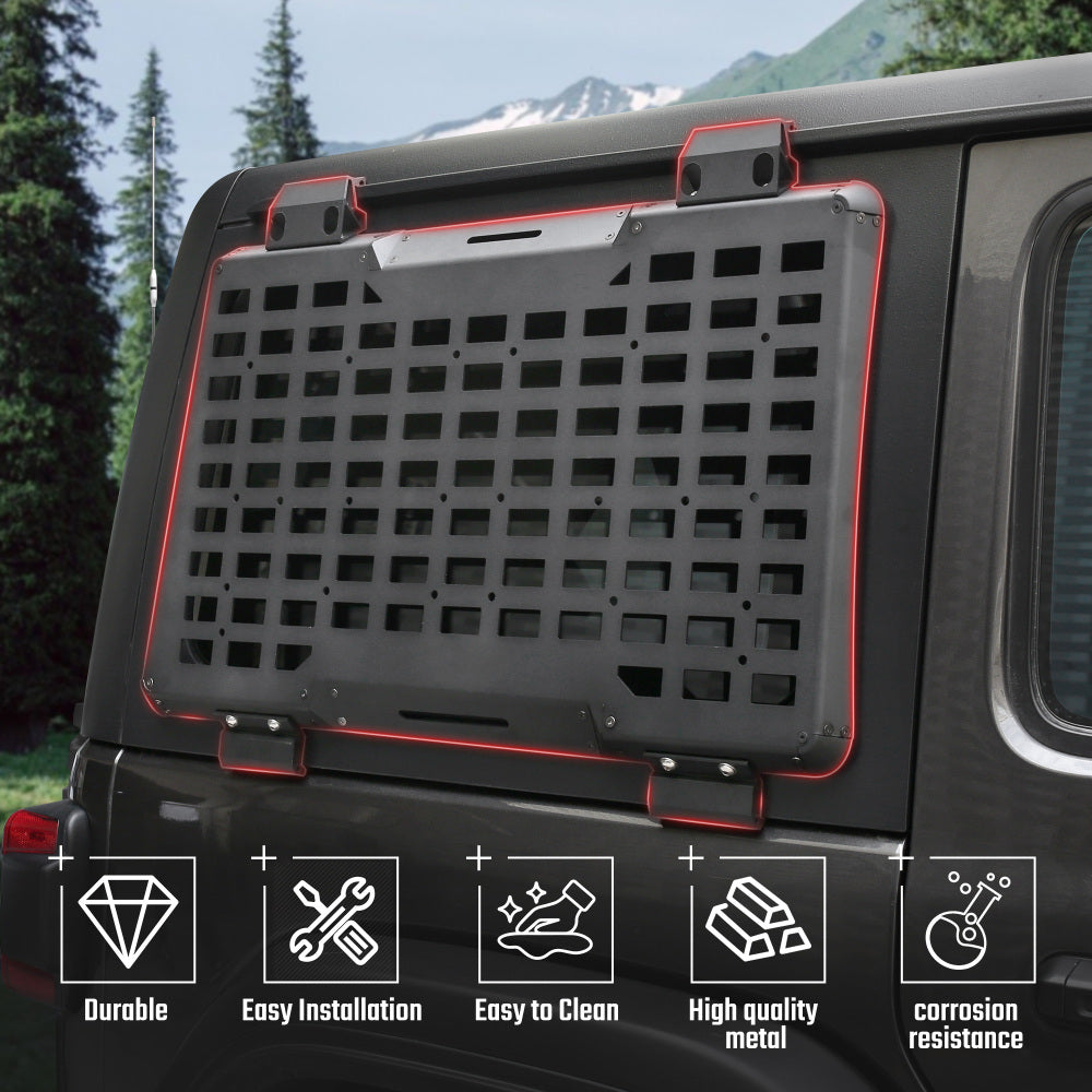 Rear Window Molle Panel Modular Storage Panel System Rear Window Protective Decoration for 2018-2023 Jeep Wrangler JL 4 Doors, Right side (Passenger Side)
