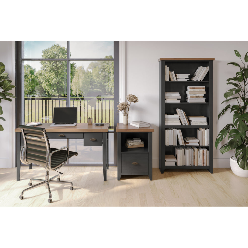 22 inch 1-drawer file, No Assembly Required, Black and Whiskey Finish