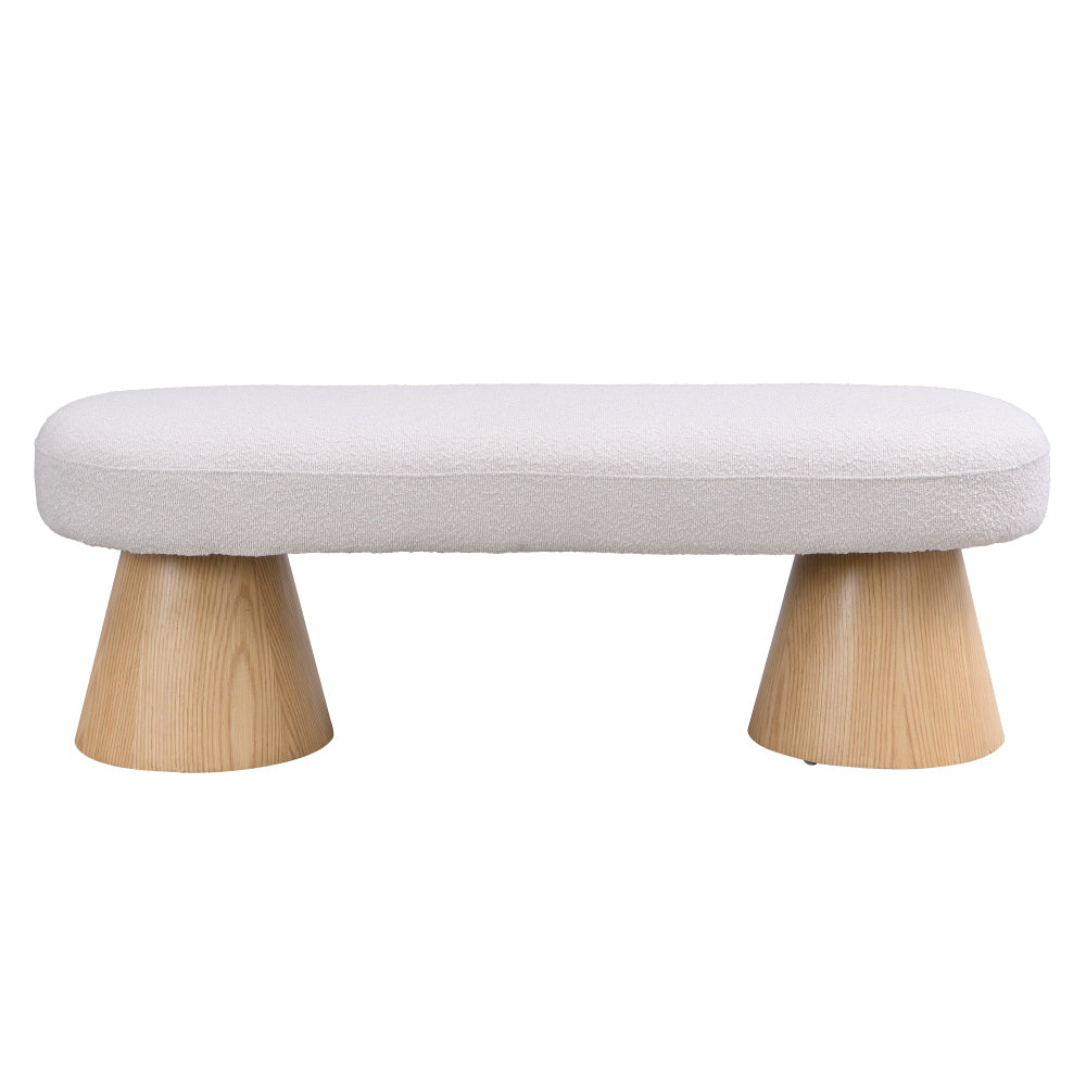 Dining Bench for Dining Room, Upholstered Bedroom End of Bed Entryway Bench Fabric Ottoman for Living Room, Beige Stool Top Wood Leg 300 LBS Weight Capacity