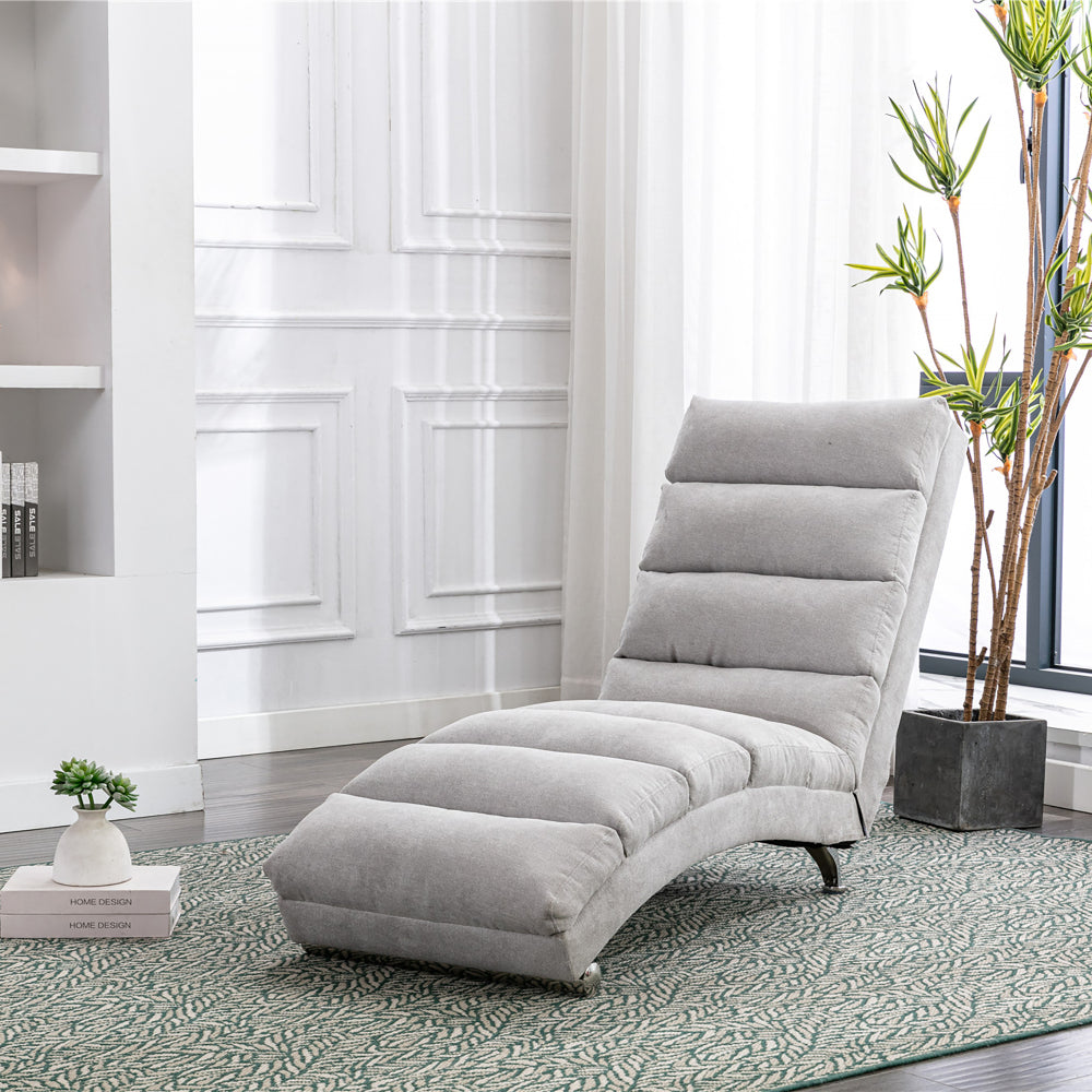 Linen Massage Chaise Lounge Indoor with Remote Control,Ergonomic Electric Massage Long Lounger with 5 Modes for Office, Living Room,Bedroom (Beige)