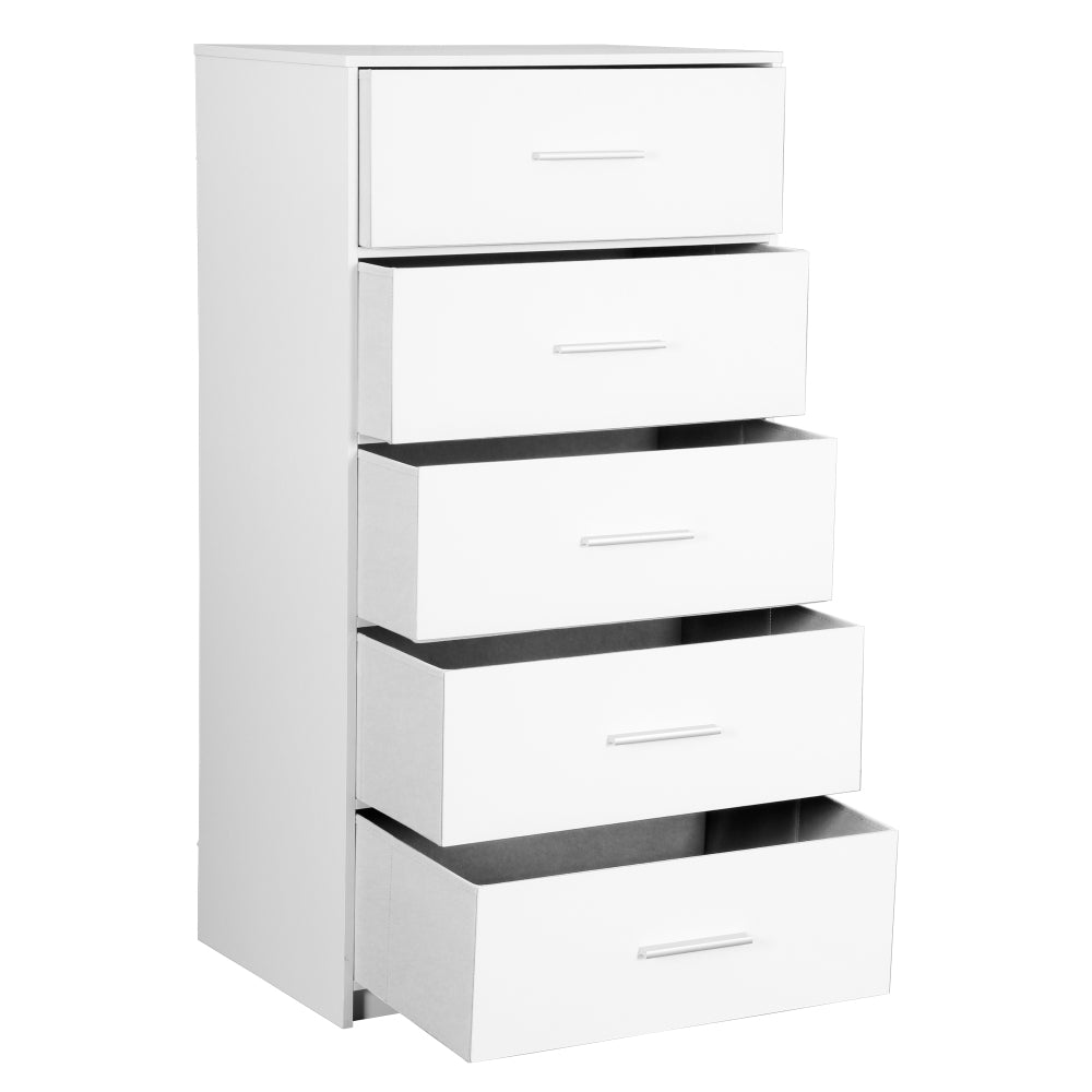 5-Drawer Dresser with Large Fabric Drawers, White