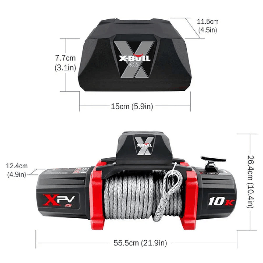 X-BULL Electric Winch XPV 10000 LBS 12V Synthetic Rope SUV Jeep Truck 4WD