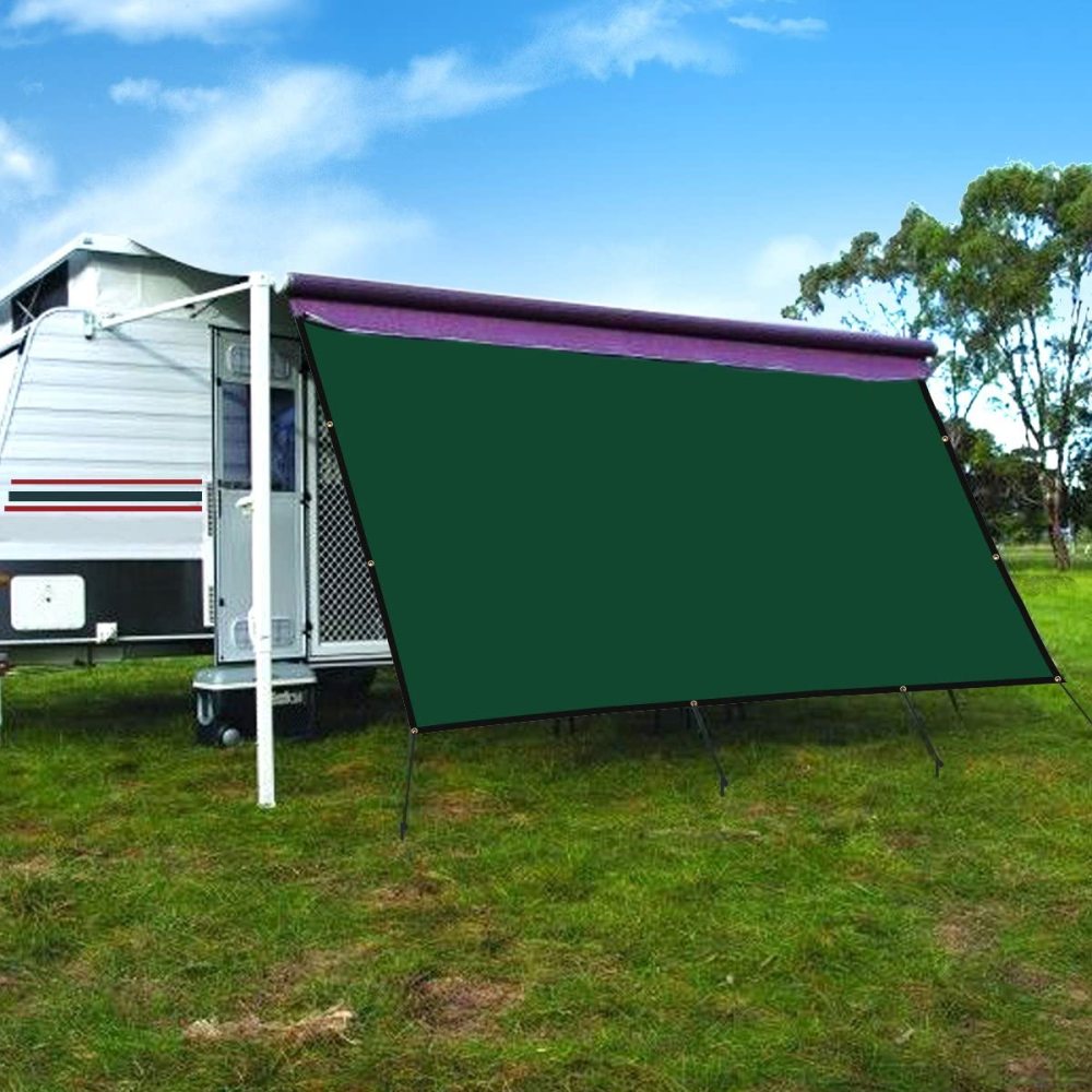 RV Awning Privacy Sunblock Screen Shade Panel Kit,10ftx16ft,Dark Green