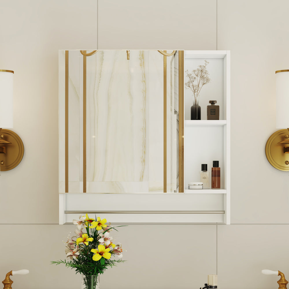 Bathroom Mirror Cabinet Wall Mounted,Medicine Cabinet,Over The Toilet Storage Cabinet with Shelves and Towel Rack