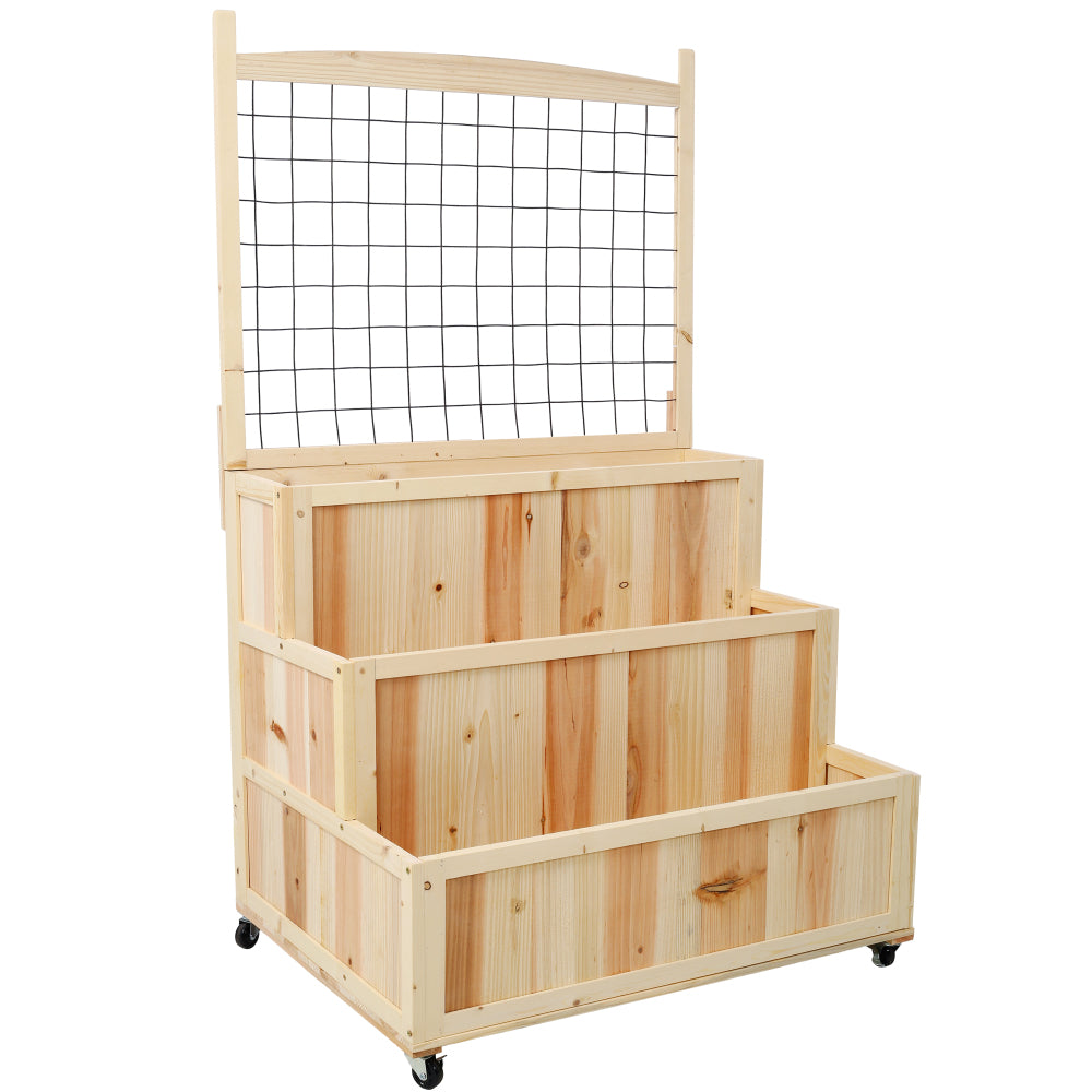 8 Pockets Horticulture Raised Garden Bed Elevated Wood Planter Box Stand with Foldable Side Table and Storage Shelf for Herb/Vegetables/Flowers
