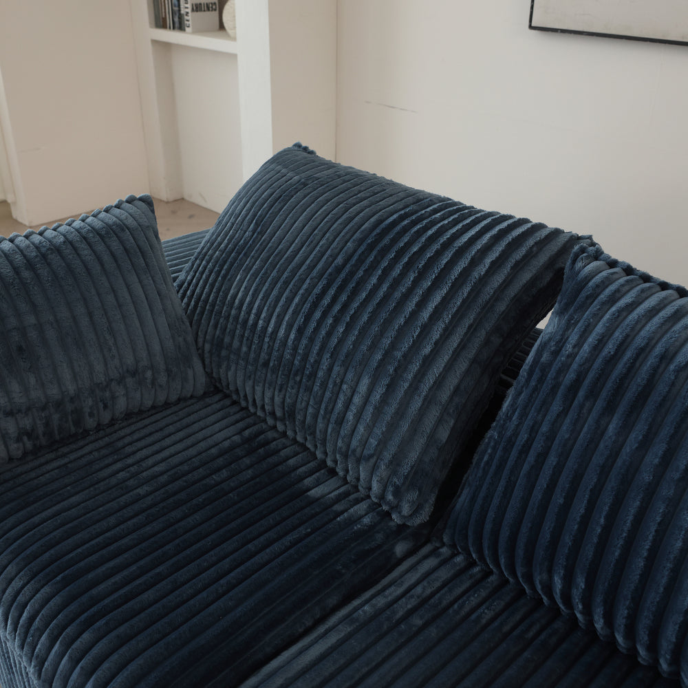 39.8" Cloud Sofa,Corduroy Fabric,Deep Seat Couches,Double-layer design,Removable Cushion,No Assembly, DIY Combination for Living room, Bedroom,Conference room ,Apartment,Blue