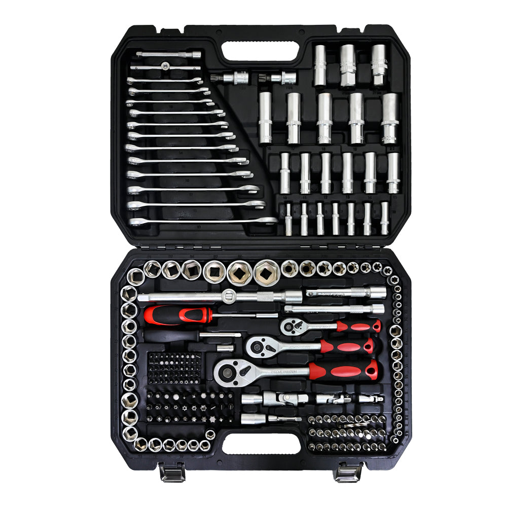 Tool Kit and Socket Wrench Set 216pcs - Basic Portable Manual Repair Tool Set for Home Use, Includes Case and Ratchet Wes and Wrenches, Suitable for Men and Women