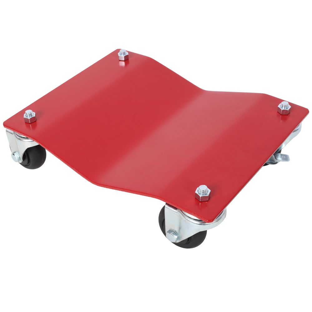 4PACK 2500lbs Capacity Professional Steel Vehicle Dollies,Heavy Duty Wheel Dolly,Car Dolly,Steel Tire Skates with Brakes,RED
